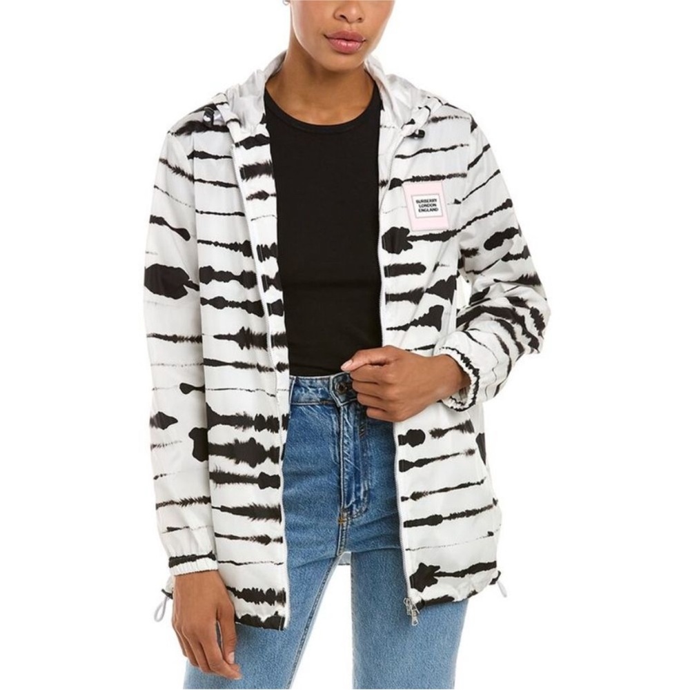 Burberry Watercolour Print Econyl Hooded Parka. Size 8